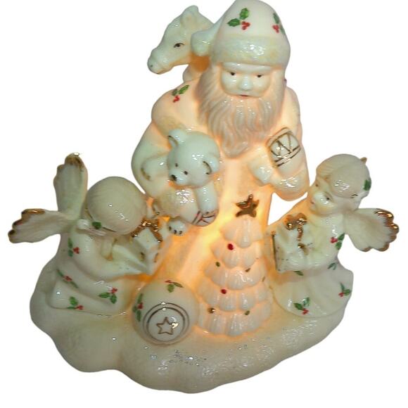 Vintage Santa With Angels Porcelain Christmas Light Up Figurine - Picture 7 of 8